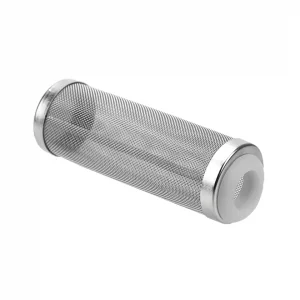 A mesh stainless steel cylindrical cover for aquarium water filters